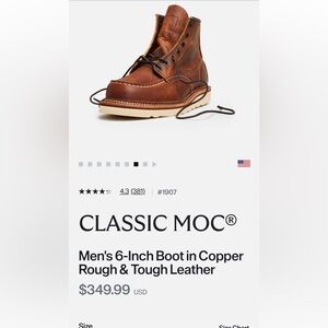 Red Wing Shoes Classic Moc in Copper Leather size 11